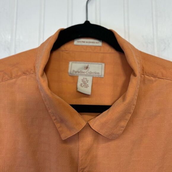 XXL 100% FINE WASHABLE SILK 🍑 color button up shirt - Picture 2 of 15